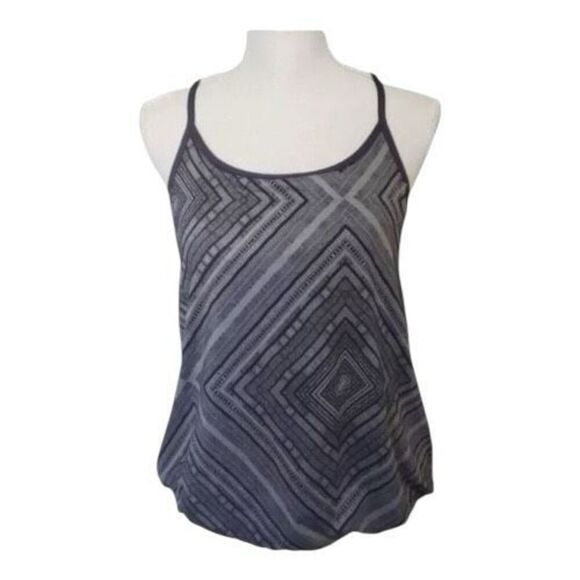 Fabletics Built In Bra Active Tank Top Size M Gray Aztec Patterned Workout - Picture 12 of 12